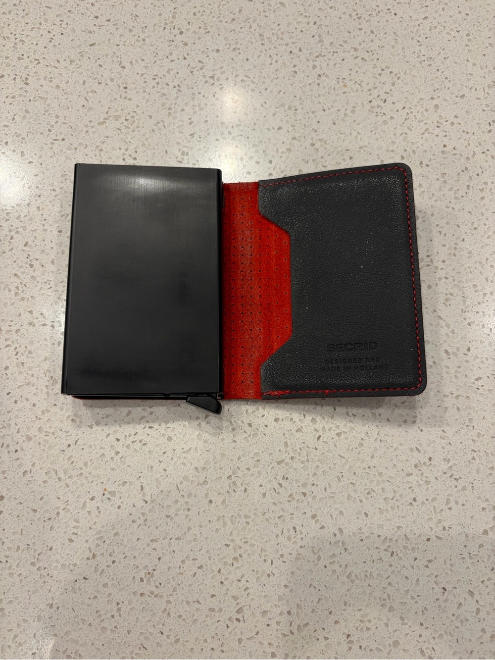 Secrid Twinwallet Black Perforated Leather Red Stitching RFID Wallet - Picture 2 of 7